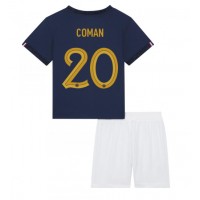Frankrig Kingsley Coman #20 Hjemme Trøje Børn VM 2022 Kortærmet (+ Korte bukser)